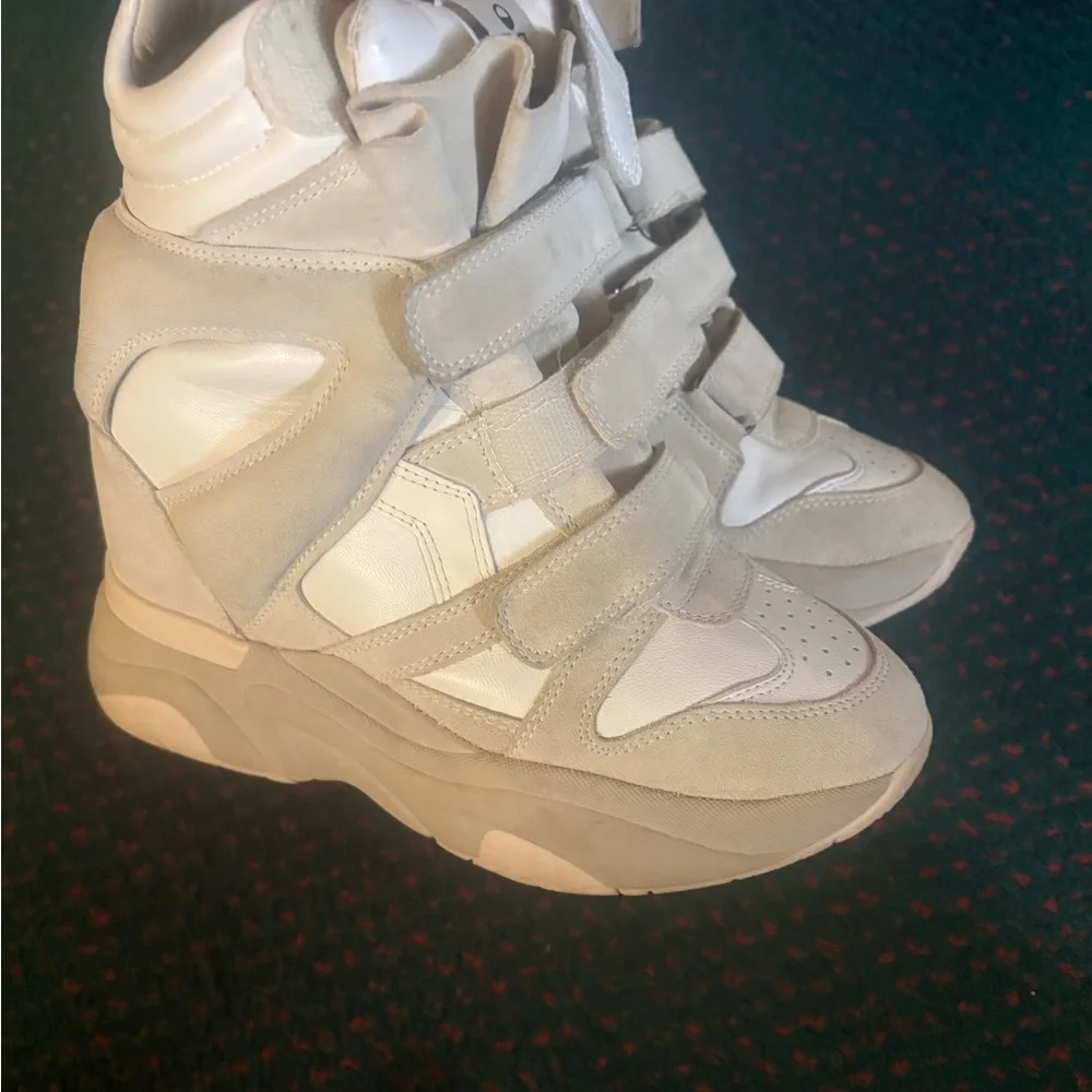 Isabel Marant Beige and White Wedge Sneakers only 650 - Picture 2 of 4